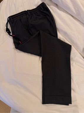 Kiton Dark Grey Drawstring Dress Trousers